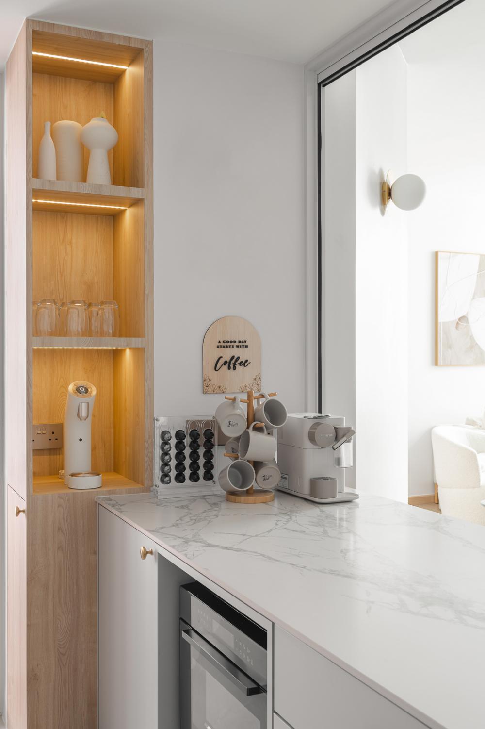 Scandinavian Kitchen with Countertop and Kitchen Window