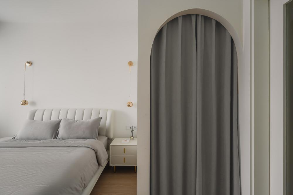 Minimalist Bedroom with Wardrobe and Bedside Table