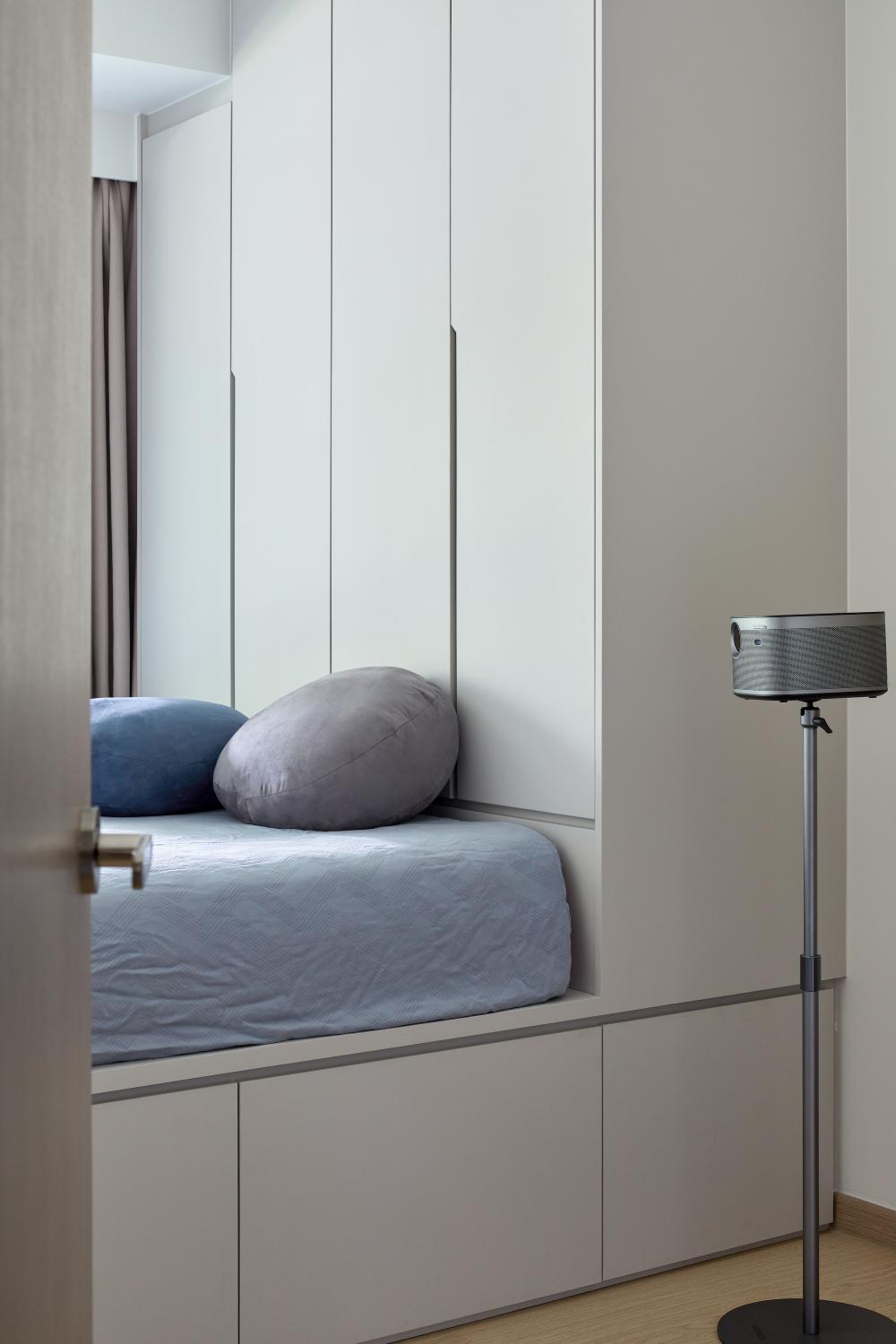 Modern Bedroom with Platform Bed and Wardrobe