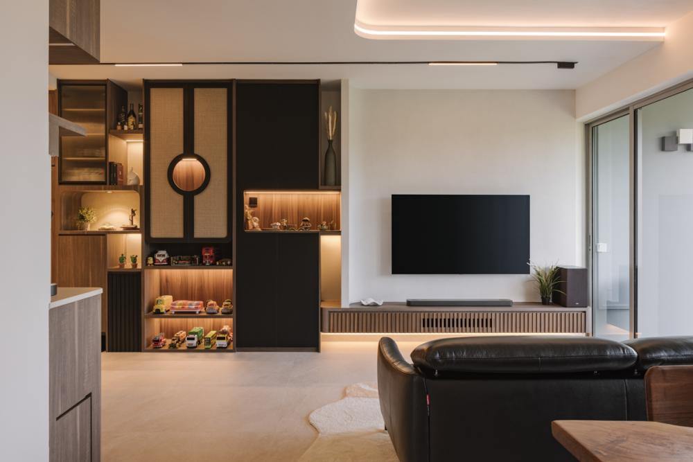 Modern Living Room with TV Console and Sofa