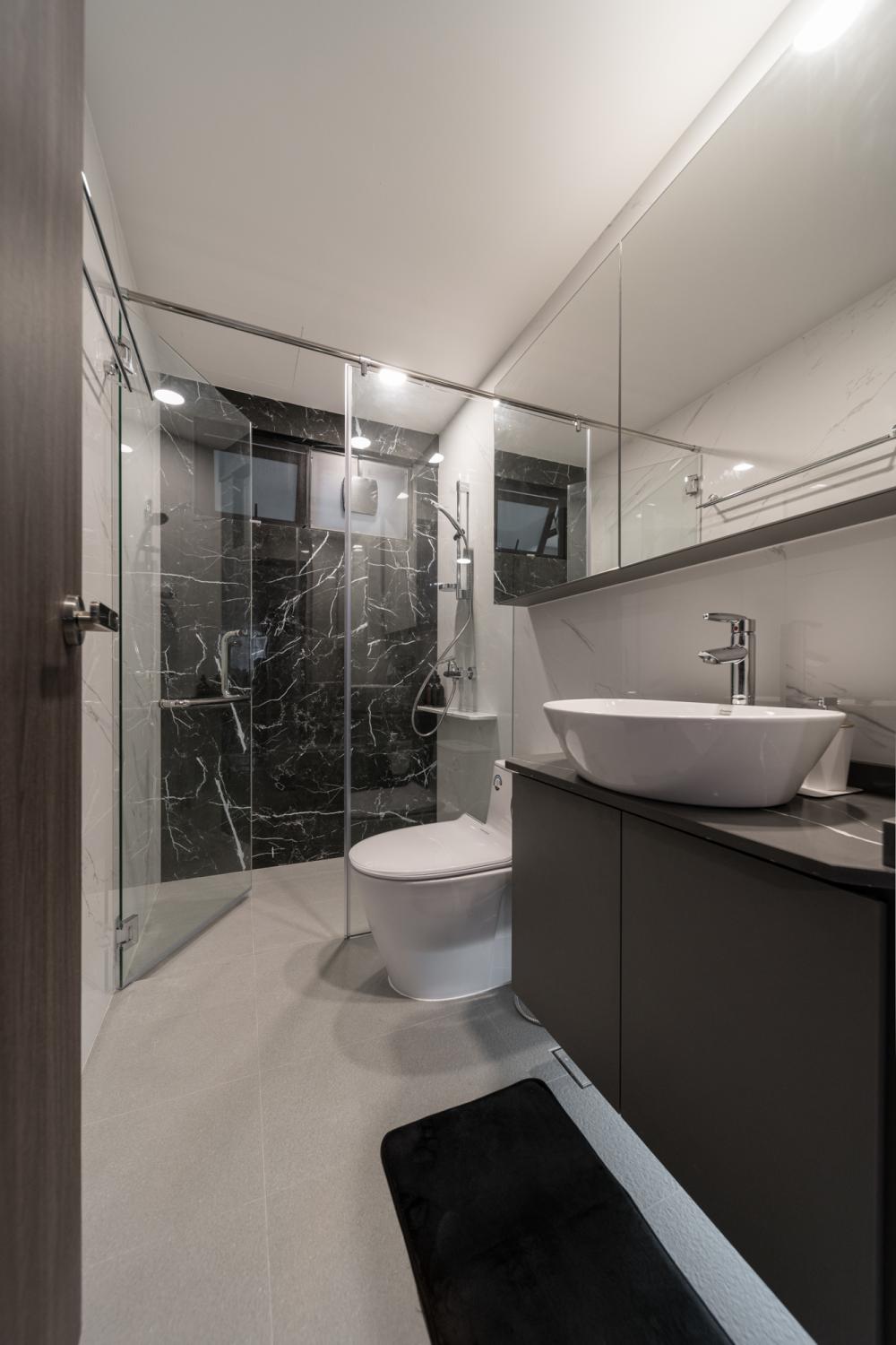 Contemporary Bathroom with Countertop and Mirror