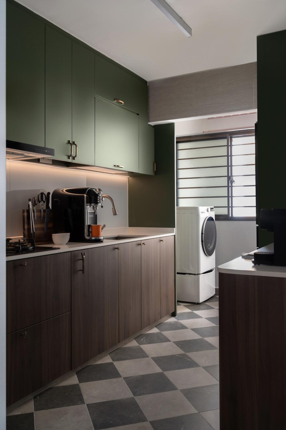 Vintage Kitchen with Countertop and Homogeneous Tiles