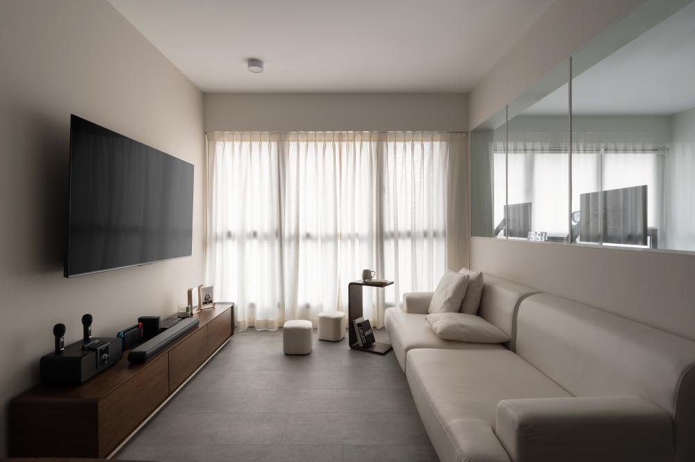 Scandinavian Living Room with TV Console and Sofa