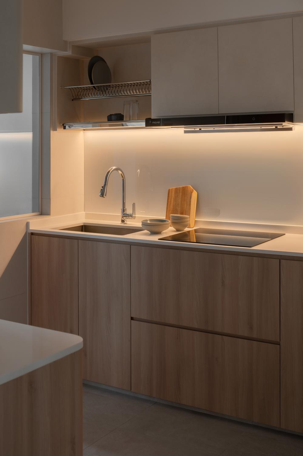 Scandinavian Kitchen with Countertop and Kitchen Island
