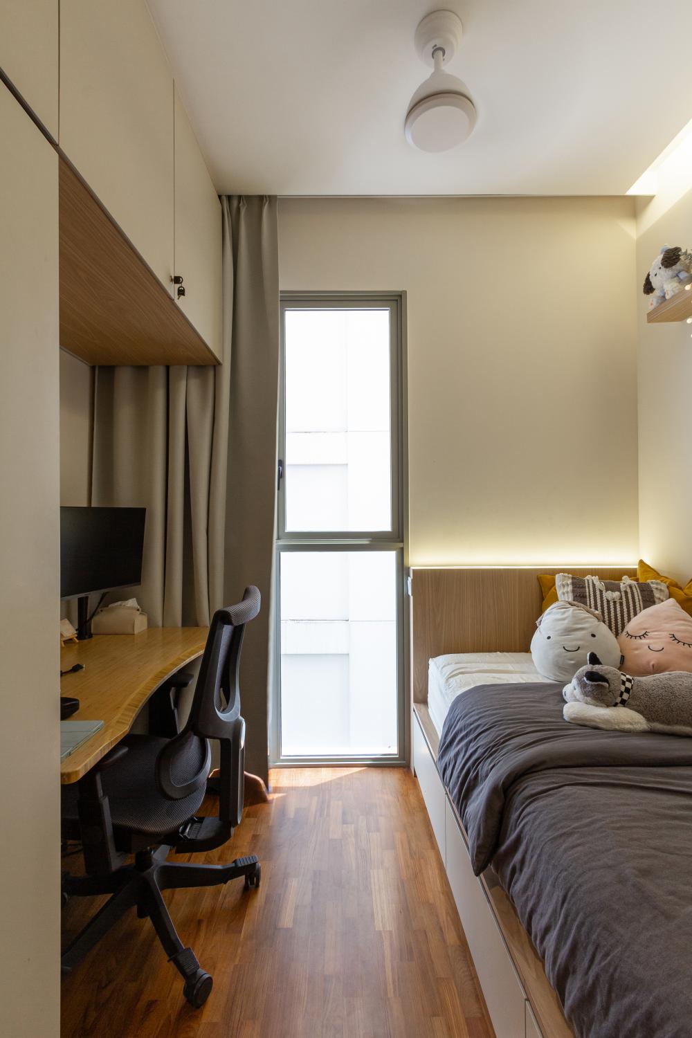 Modern Bedroom with Wardrobe and Lighting