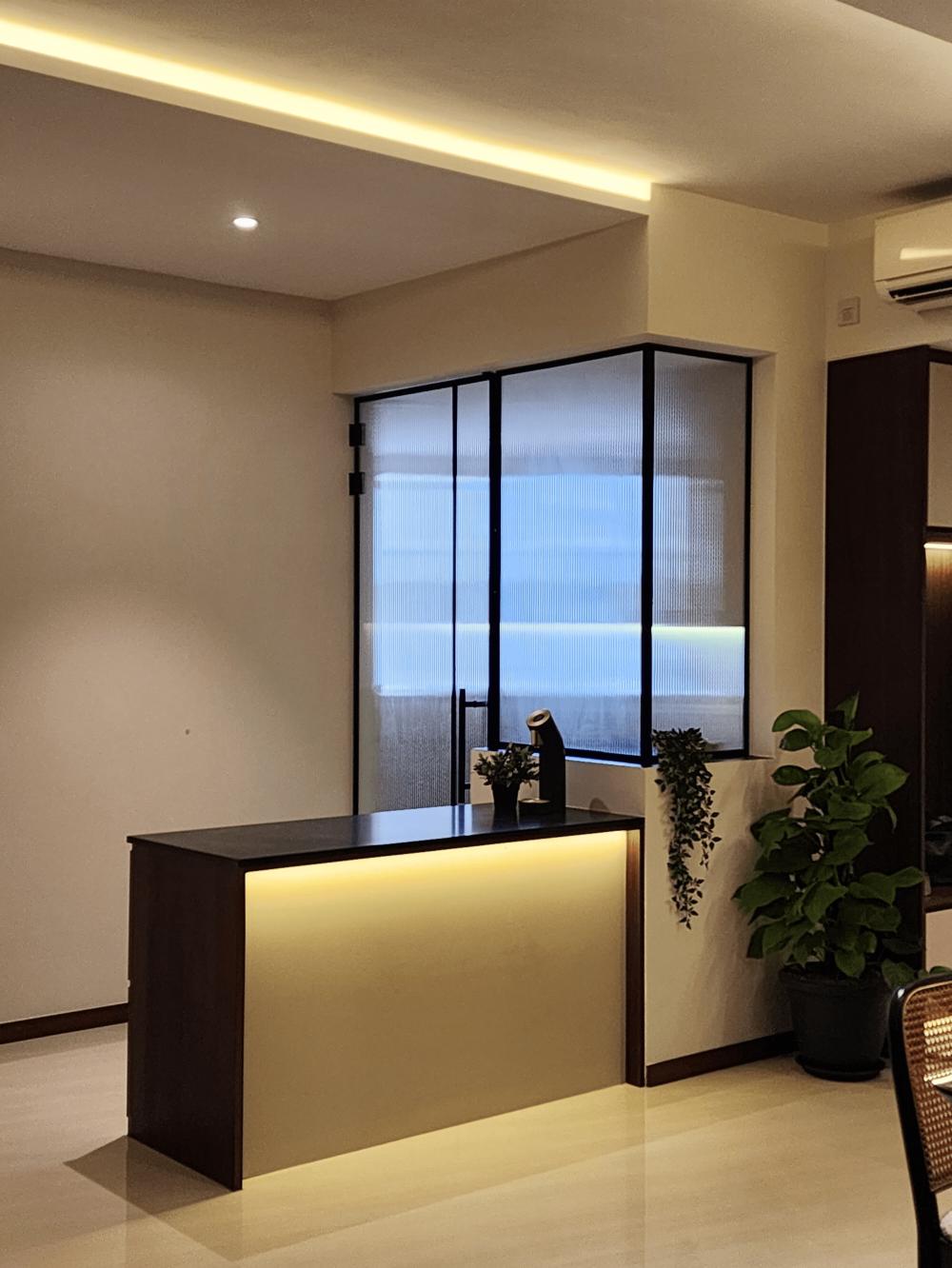 Modern Dining Room with Lighting and Café Table