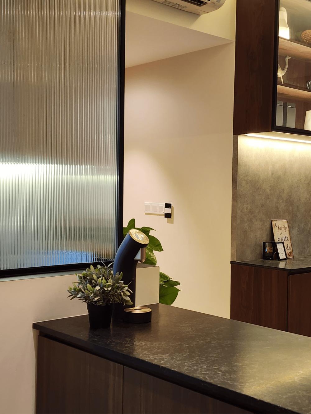 Modern Dining Room with Tableware and Lighting