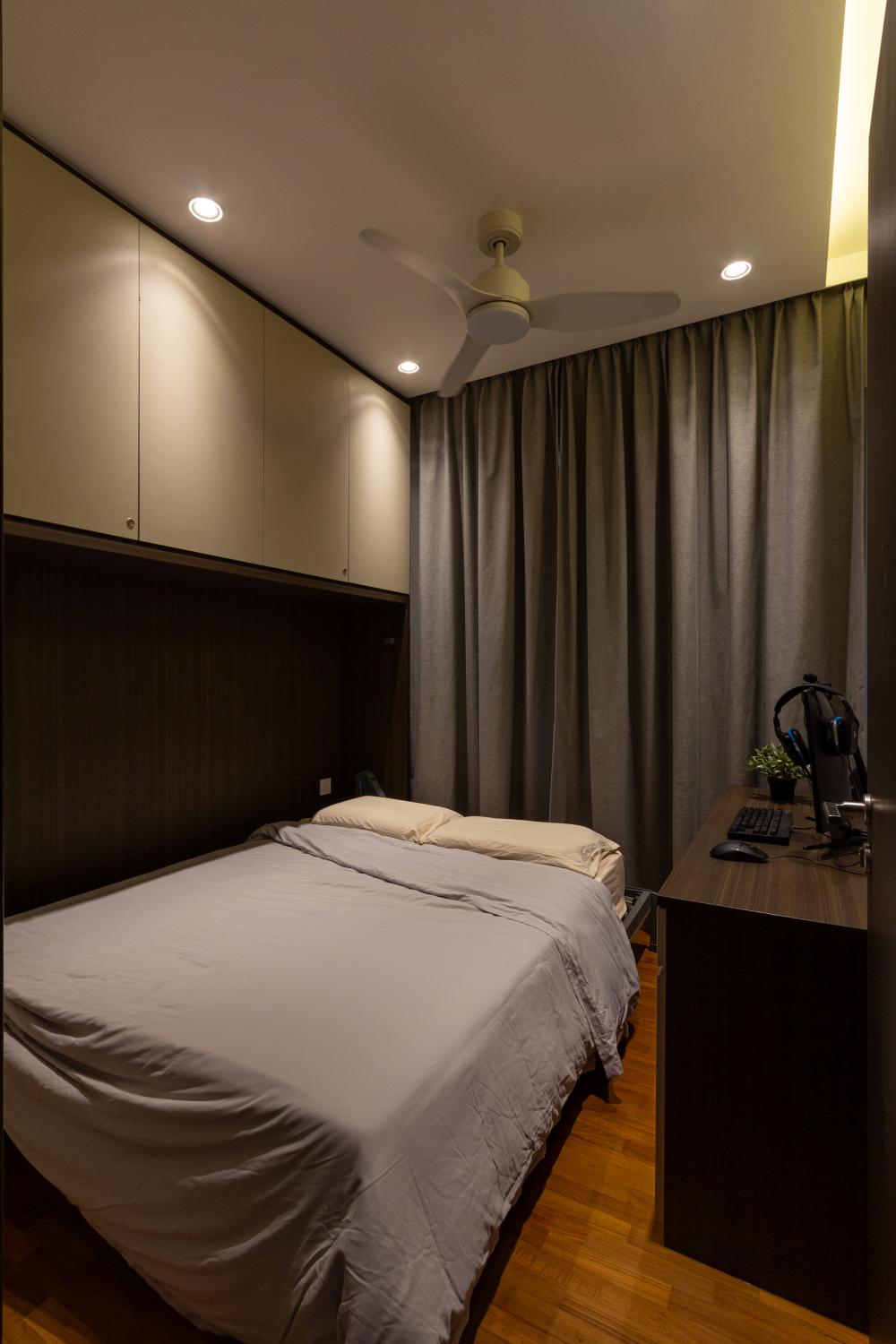 Modern Bedroom with Wardrobe and Chandelier