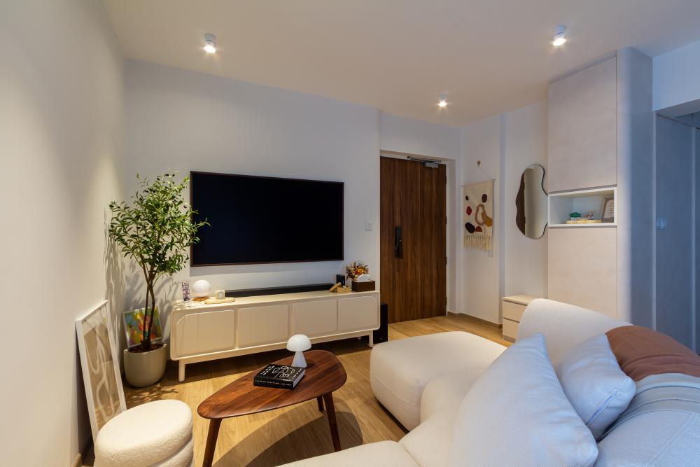 Scandinavian Living Room with TV Console and Sofa