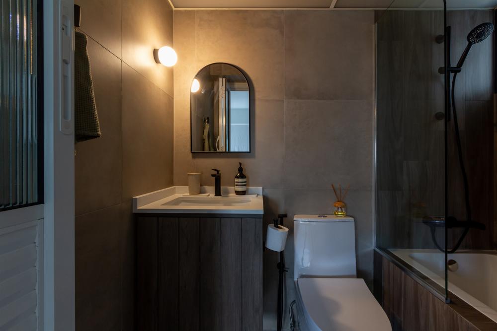 Scandinavian Bathroom with Mirror and Bathroom Mirrors