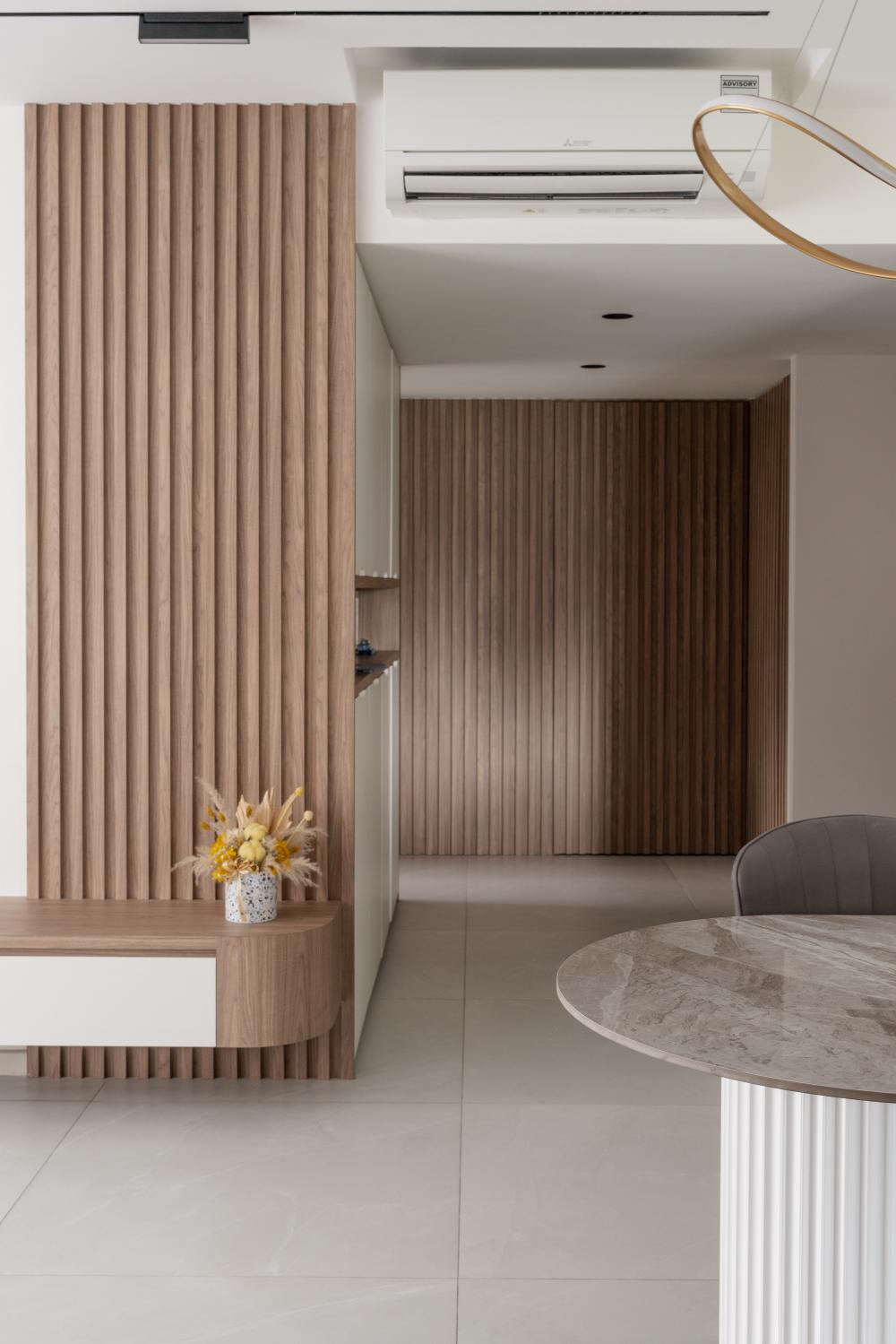 Modern Foyer with Console Table and Planters