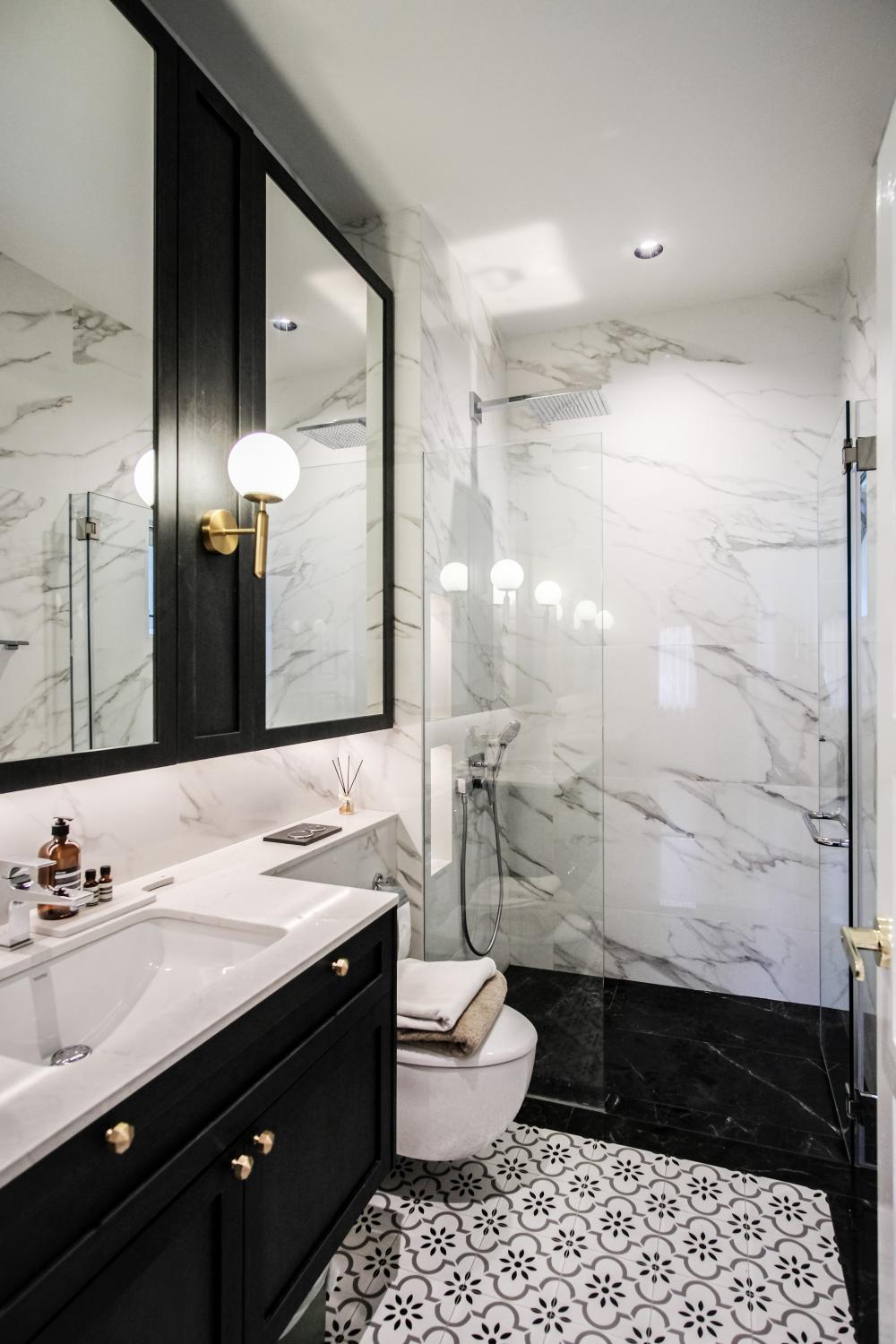 Vintage Bathroom with Mirror and Shower Screen
