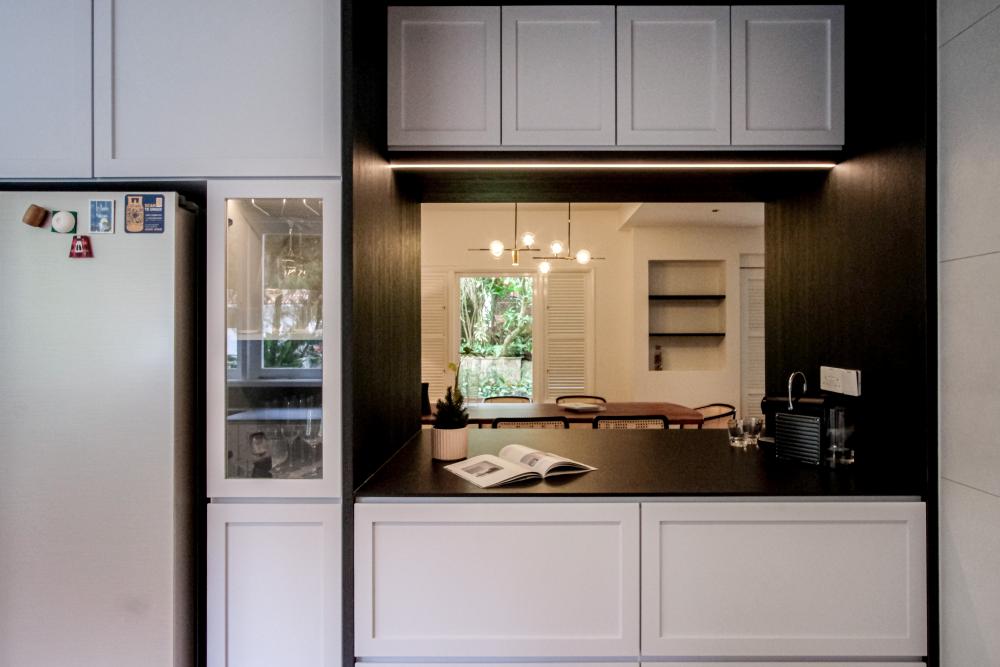 Vintage Kitchen with Countertop and Glass Door