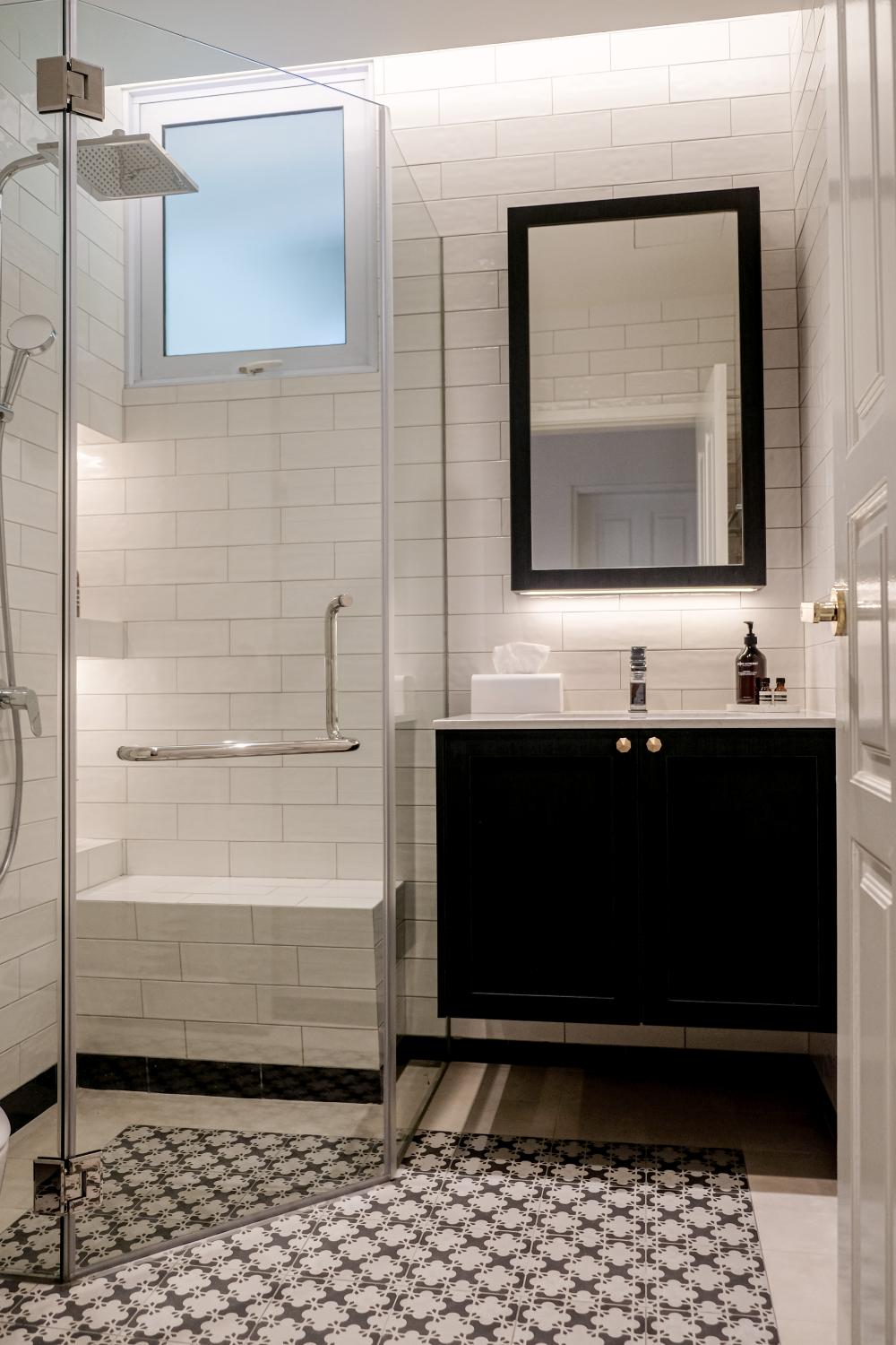 Vintage Bathroom with Mirror and Shower Screen