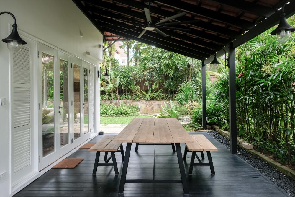 Vintage Outdoor with Awning and Outdoor Table