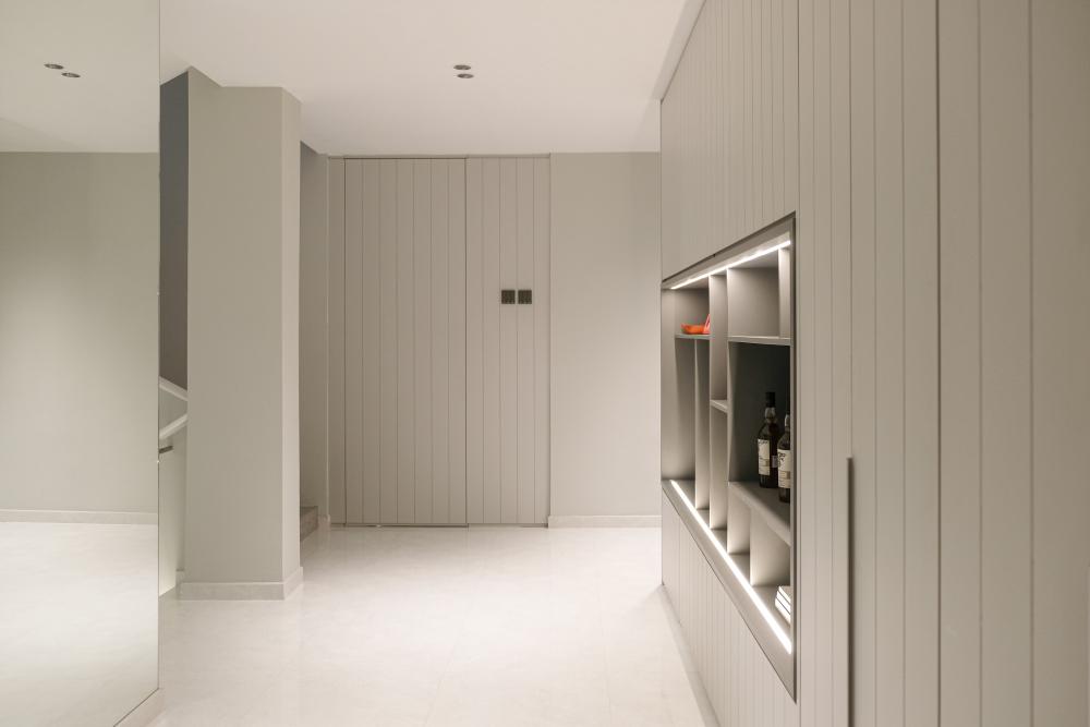Modern Entryway with Shoe Rack and Storage Cabinets