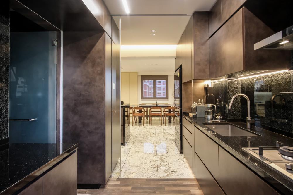 Eclectic Kitchen with Countertop and Kitchen Backsplash