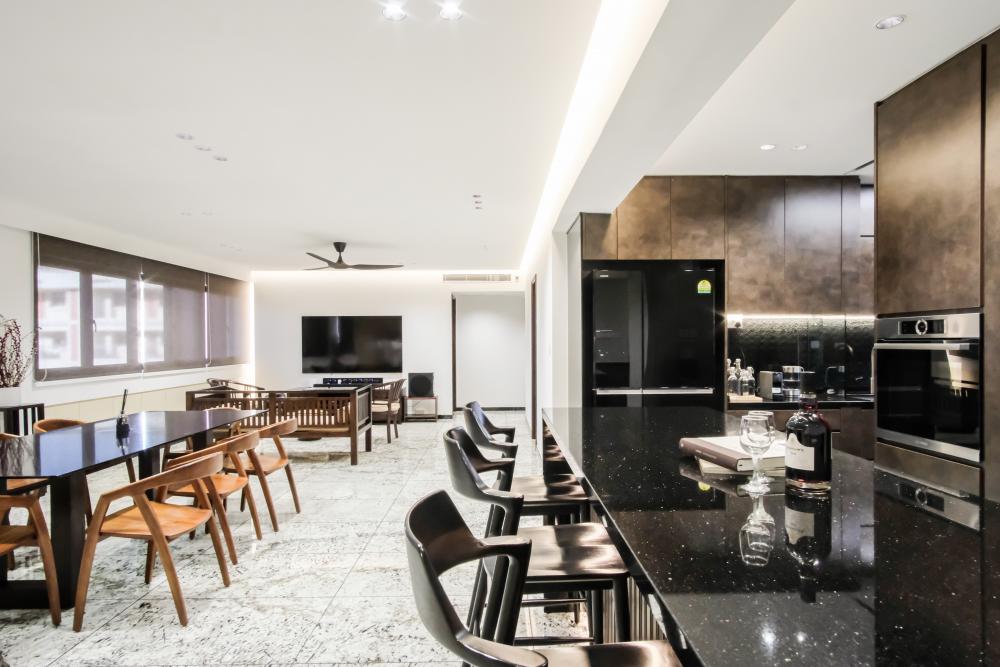 Eclectic Kitchen with Countertop and Marble Floor