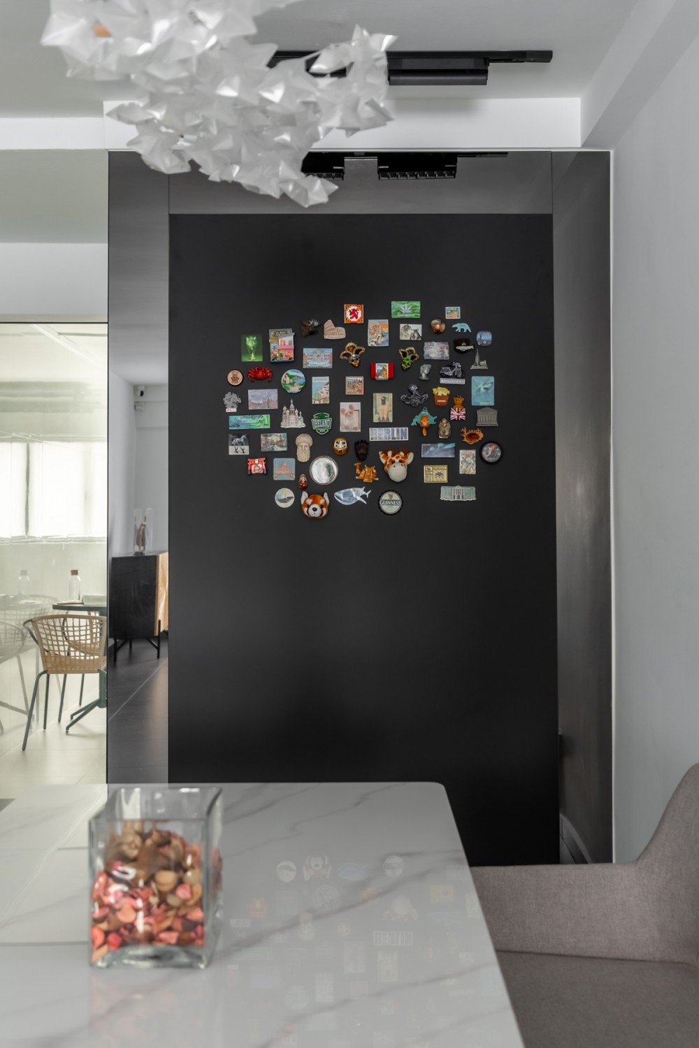 Modern Dining Room with Feature Wall and Mirror