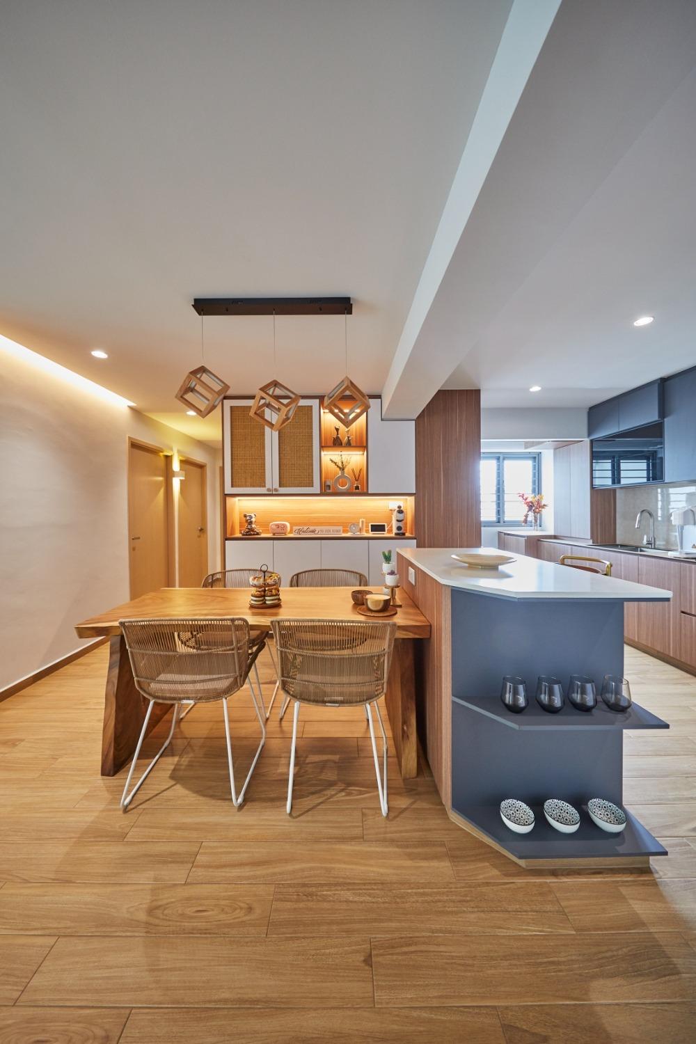 Contemporary Dining Room with Dining Table and Console Table