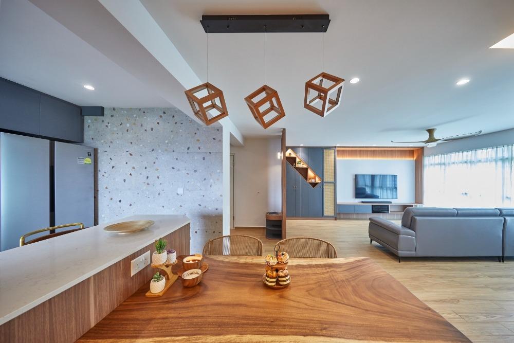 Contemporary Living Room with Vinyl Flooring and TV Console