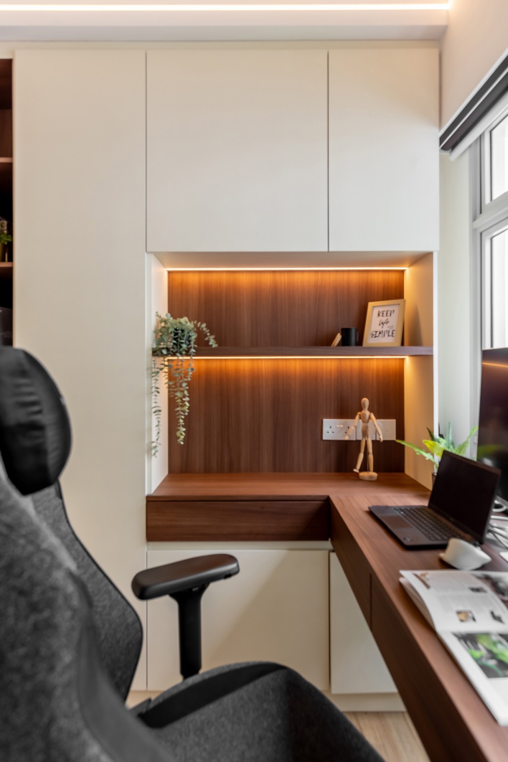 Scandinavian Study with Bookshelf and Desk