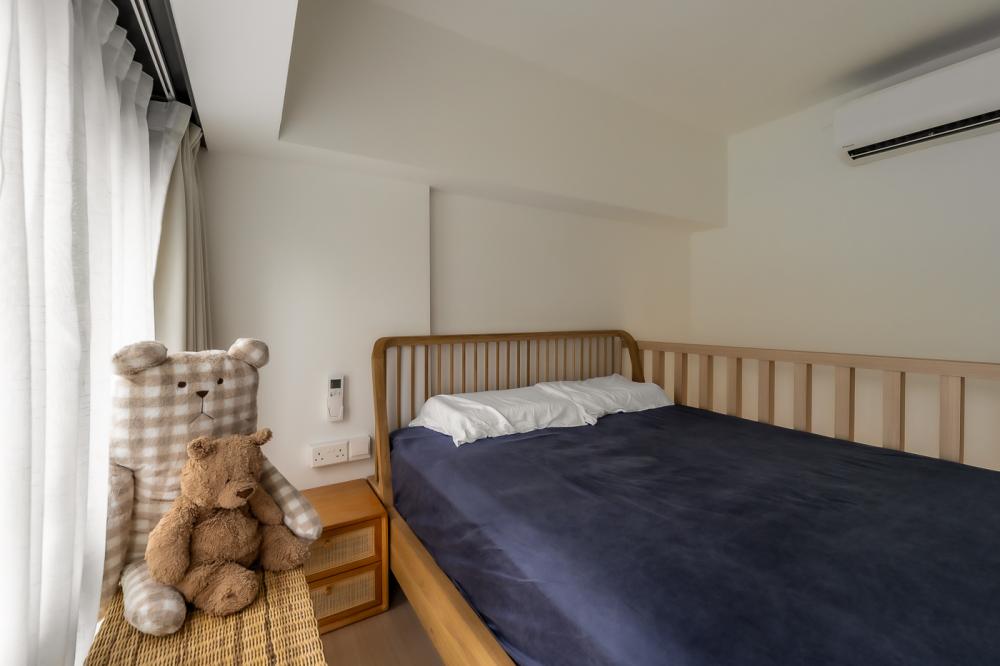 Scandinavian Bedroom with Bedside Table and Children's Beds