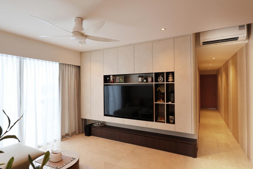 Contemporary Living Room with Ceiling Light and Sofa
