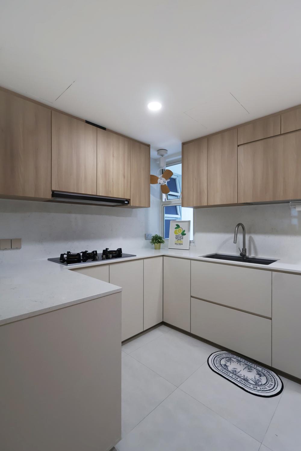 Contemporary Kitchen with Kitchen Window and Open Kitchen
