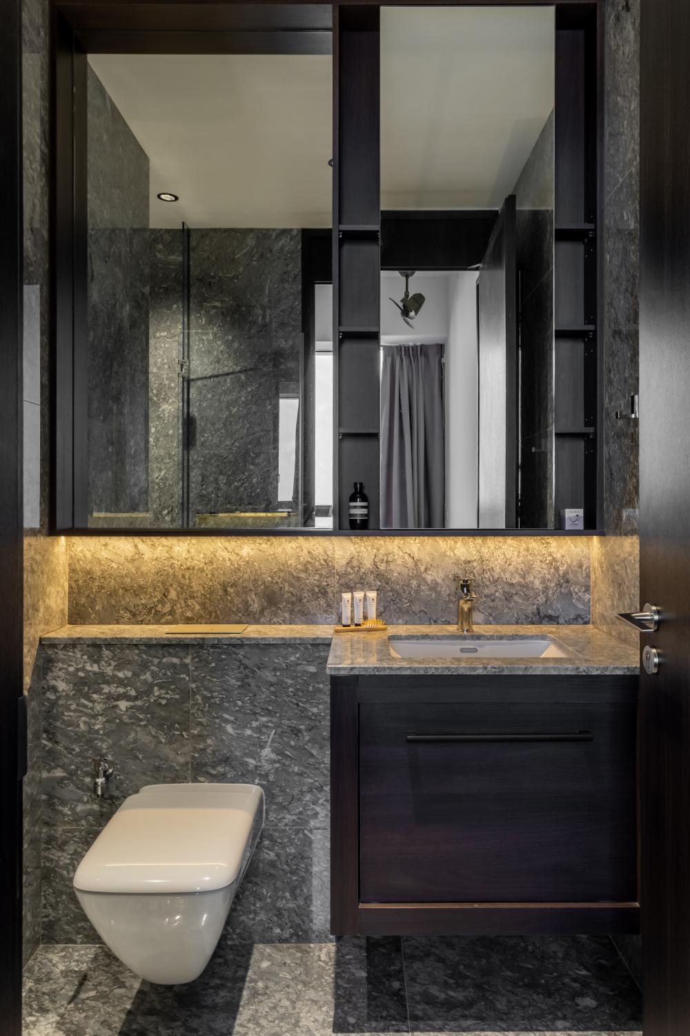 Asian Bathroom with Countertop and Vinyl Flooring