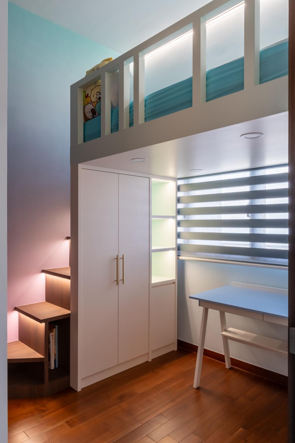 Asian Bedroom with Wardrobe and Downlights