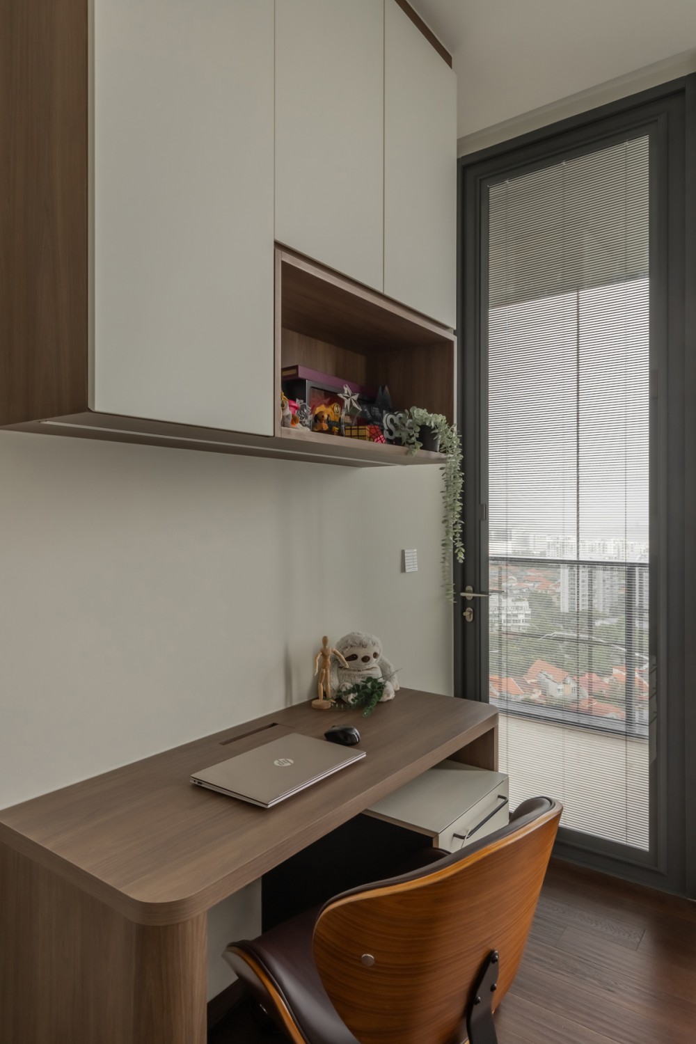 Contemporary Bedroom with Desk Chairs and Storage Cabinets