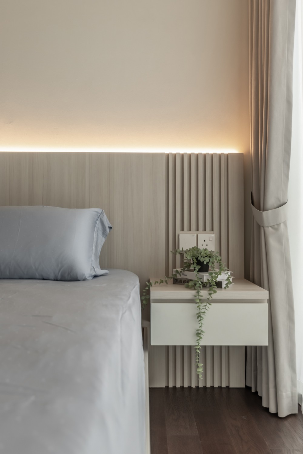 Contemporary Bedroom with Feature Wall and Built-in Bed