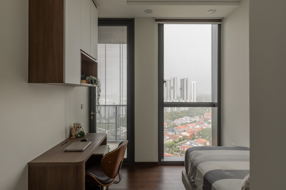 Contemporary Bedroom with Downlights and Storage Cabinets