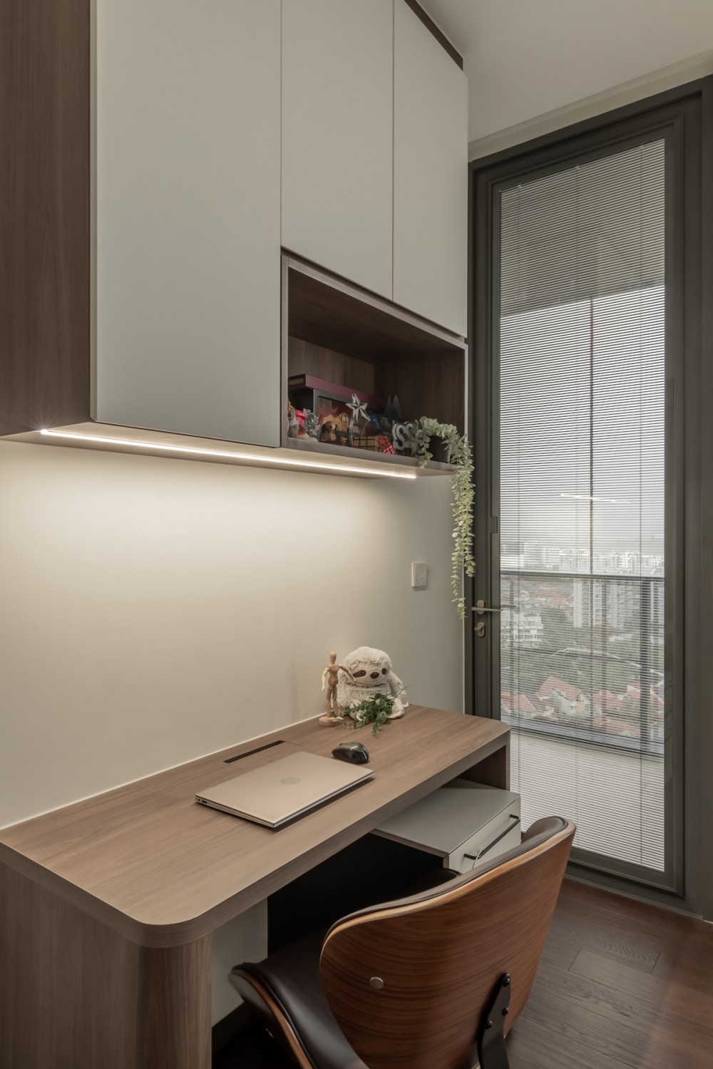 Contemporary Bedroom with Desk Chairs and Storage Cabinets