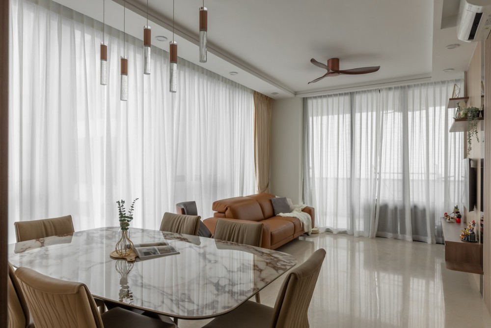 Contemporary Living Room with TV Console and Feature Wall