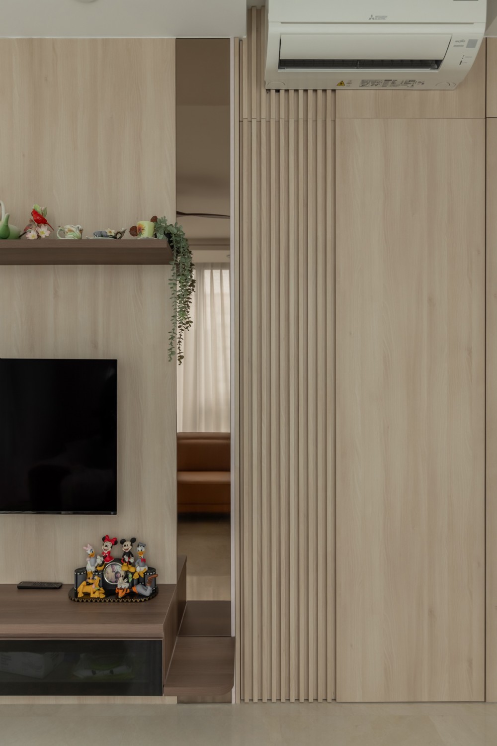 Contemporary Living Room with TV Console and Feature Wall