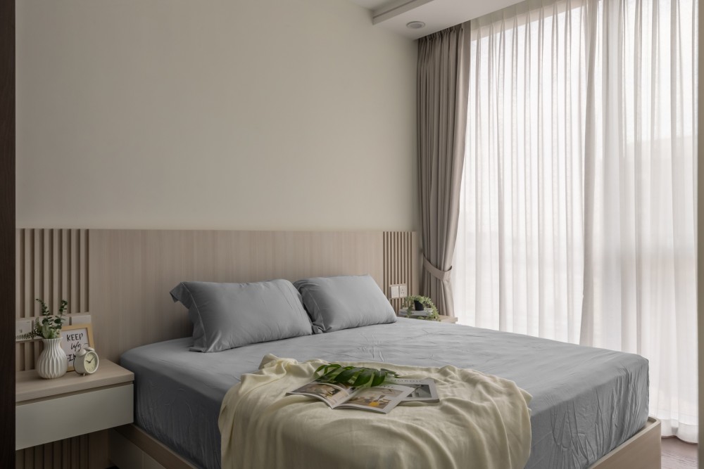 Contemporary Bedroom with Feature Wall and Built-in Bed