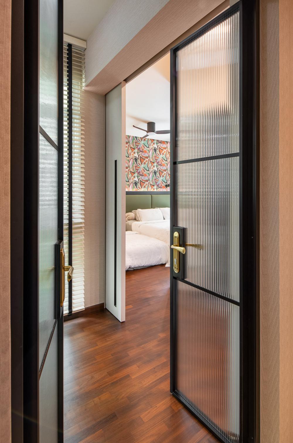 Eclectic Bedroom with Platform Bed and Bed