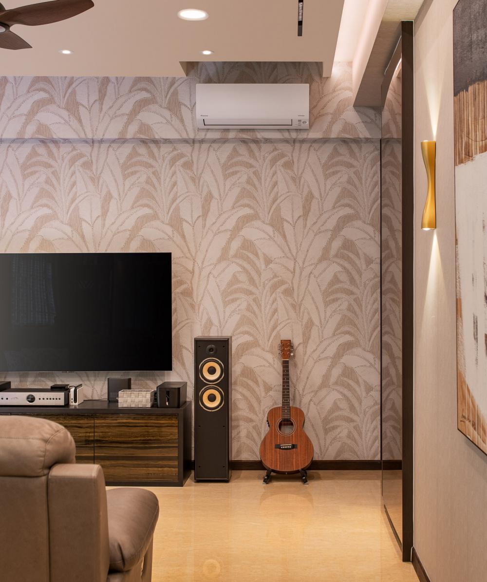 Eclectic Living Room with TV Console and Sofa