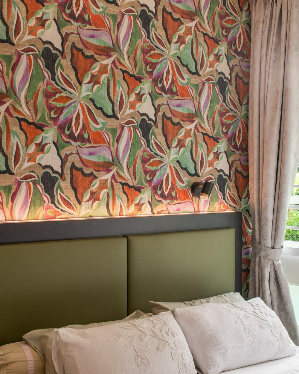 Eclectic Bedroom with Platform Bed and Cove Lighting