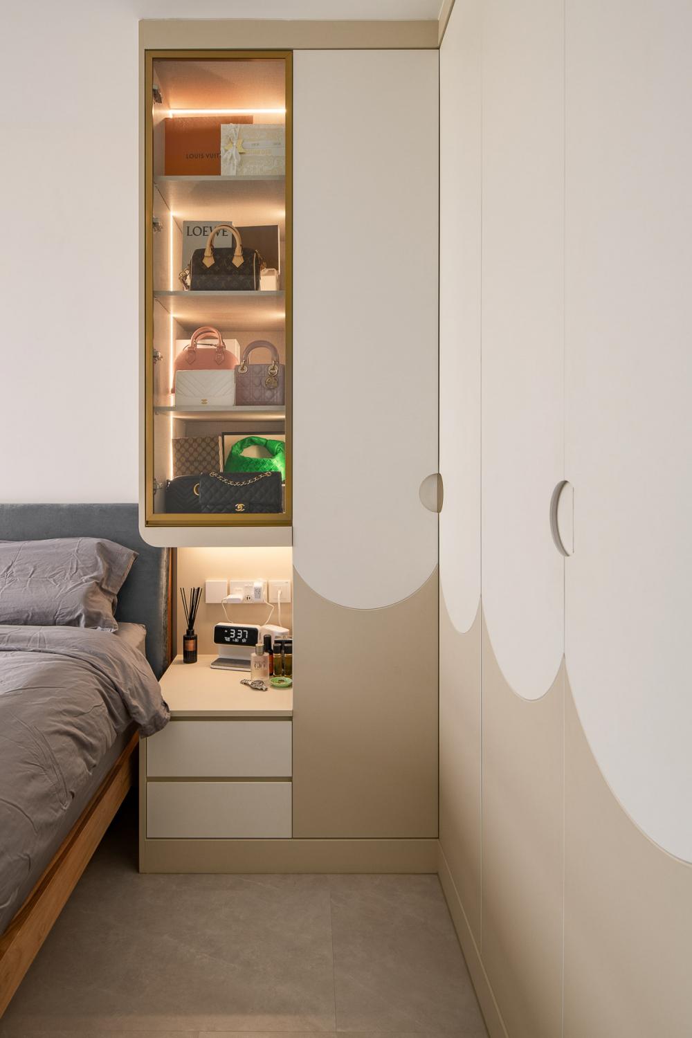 Scandinavian Bedroom with Vinyl Flooring and Wardrobe