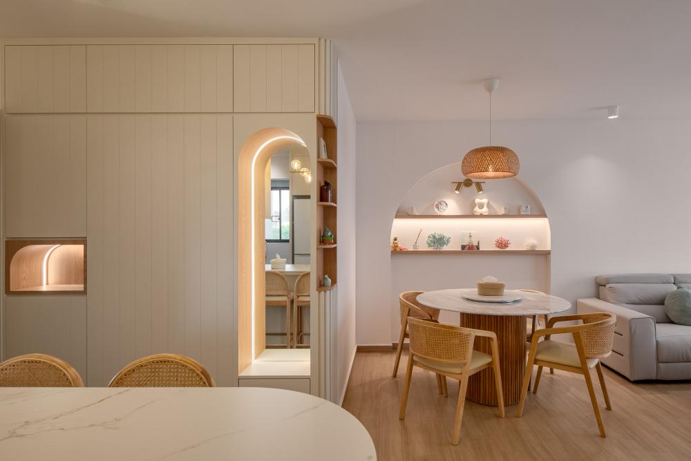 Scandinavian Living Room with Bookshelf and Settee
