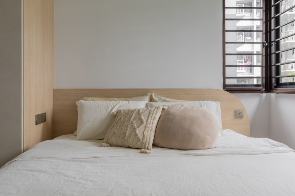 Scandinavian Bedroom with Platform Bed and Wardrobe