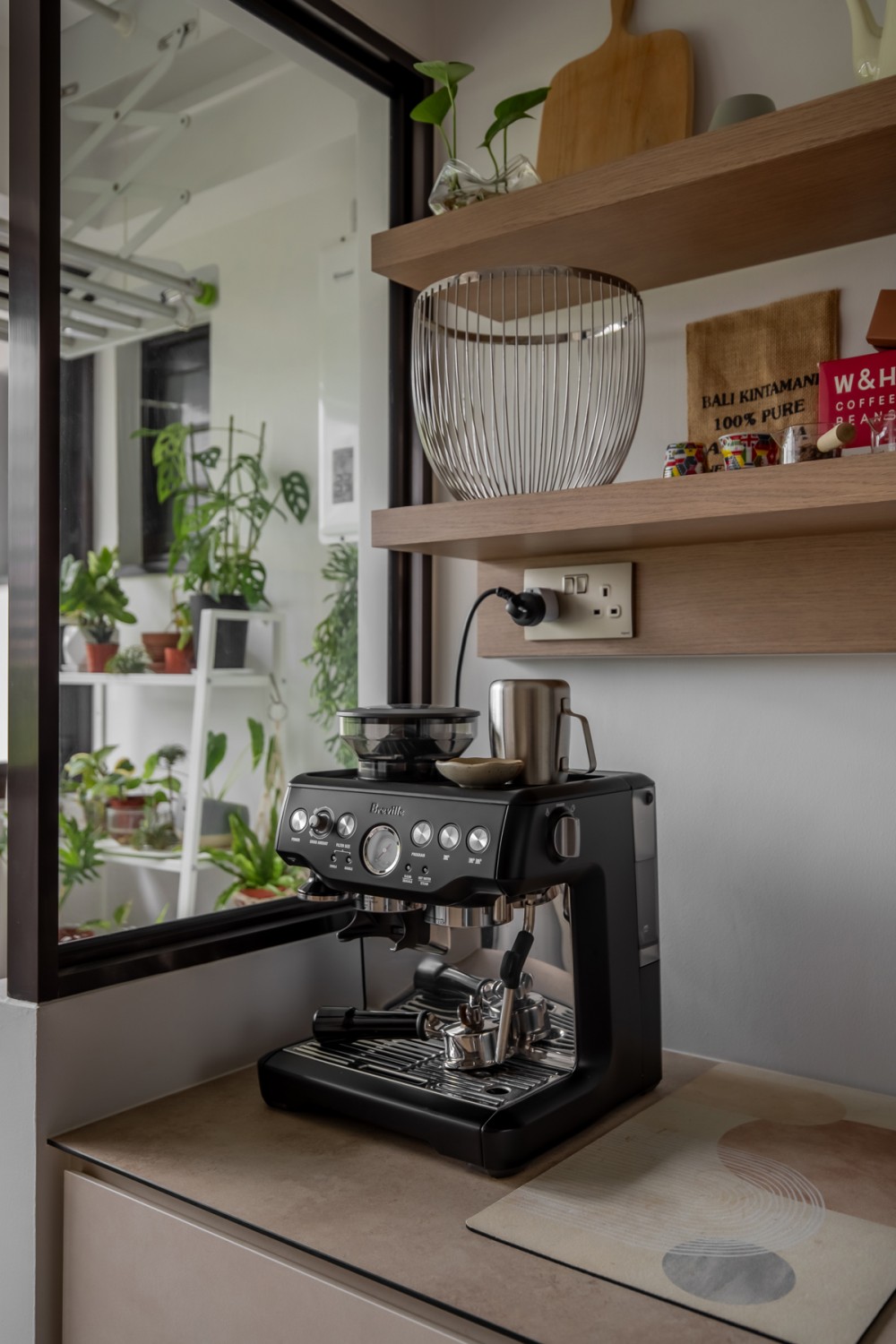 Scandinavian Kitchen with Countertop and Kitchen Window