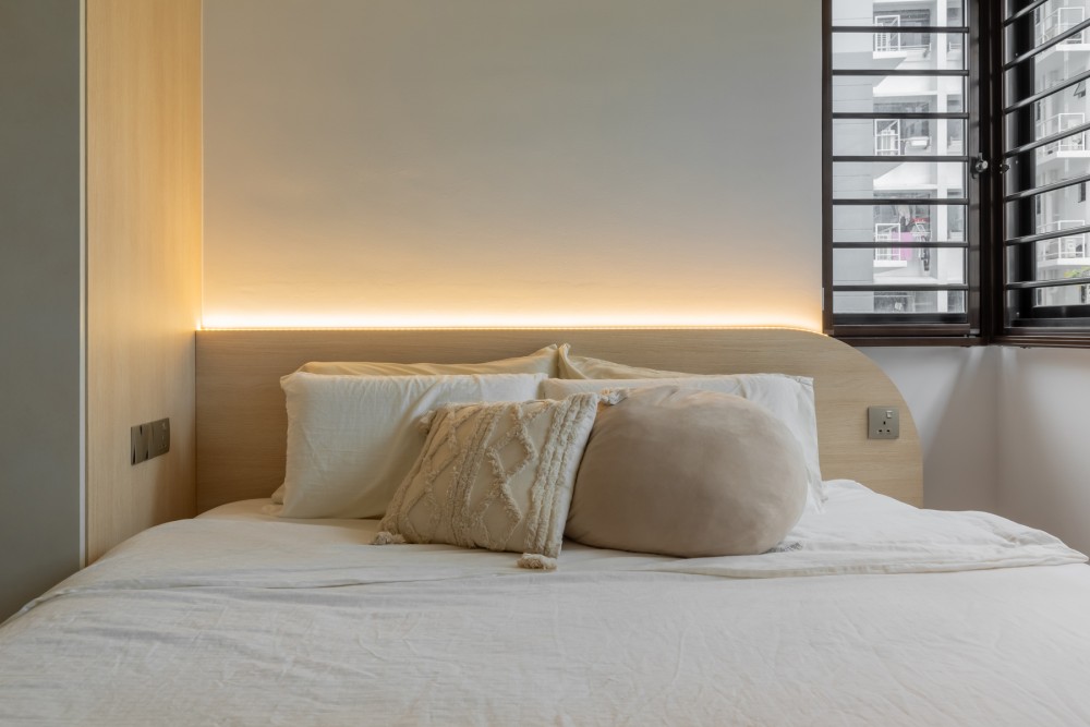 Scandinavian Bedroom with Platform Bed and Wardrobe