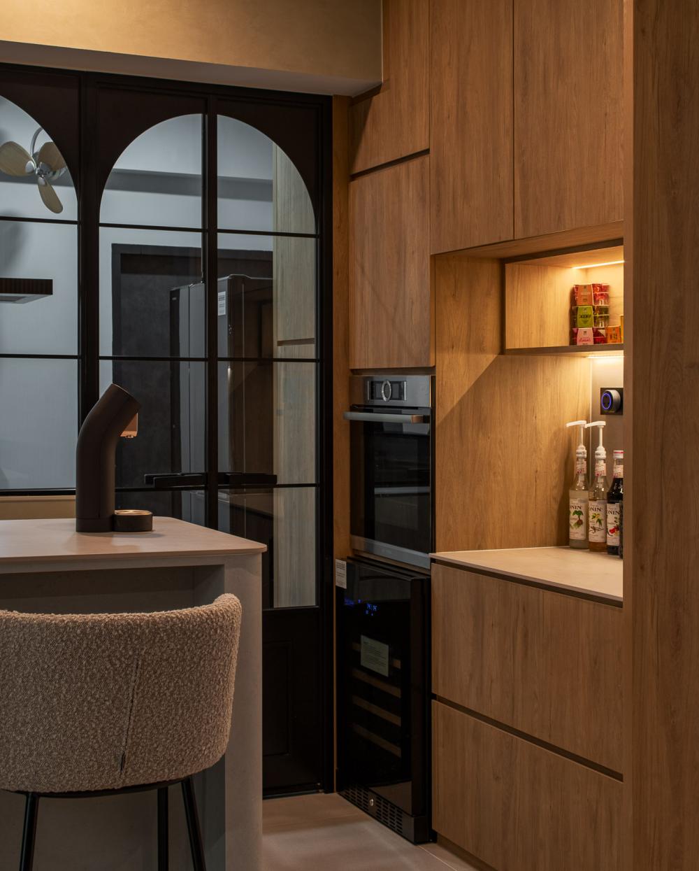 Country Kitchen with Homogeneous Tiles and Kitchen Island