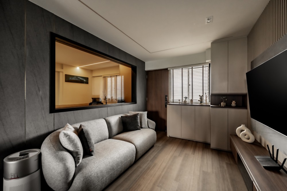 Contemporary Living Room with Feature Wall and Sofa