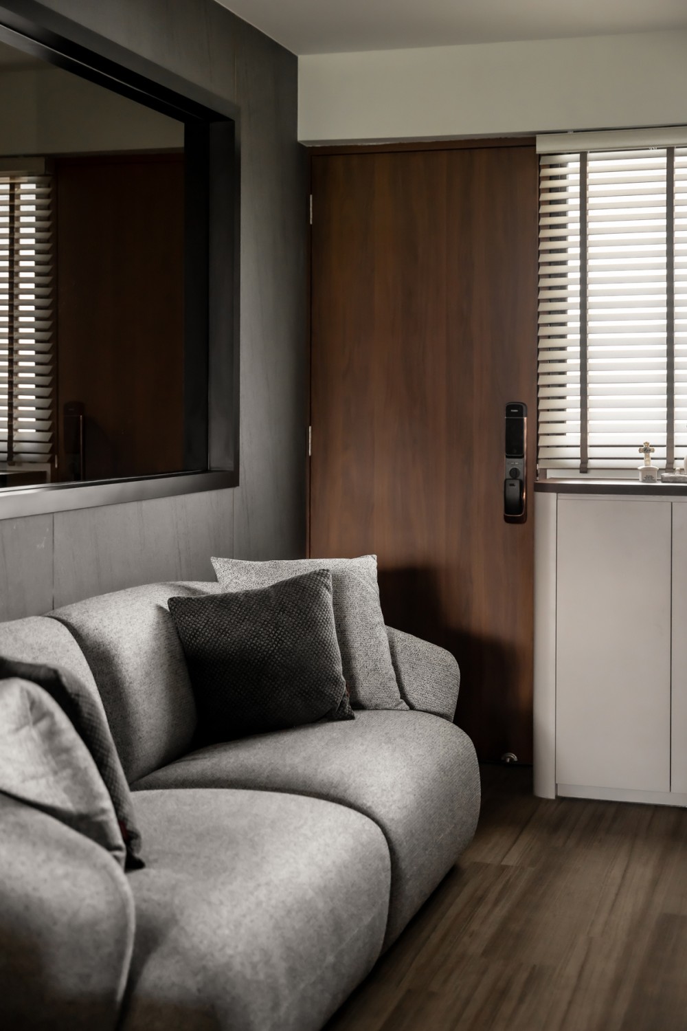 Contemporary Living Room with Sofa and Storage Cabinets