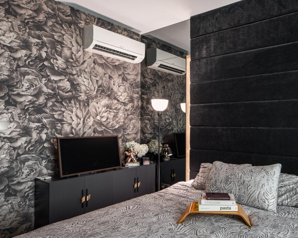 Eclectic Bedroom with Platform Bed and Wardrobe